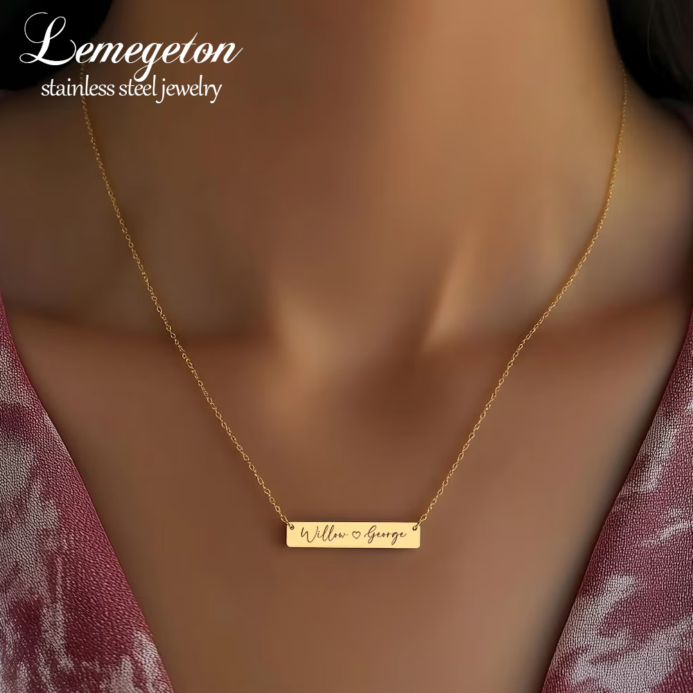Handwriting Necklace Bar - Персонализированное минималистское колье с именем, подвеска