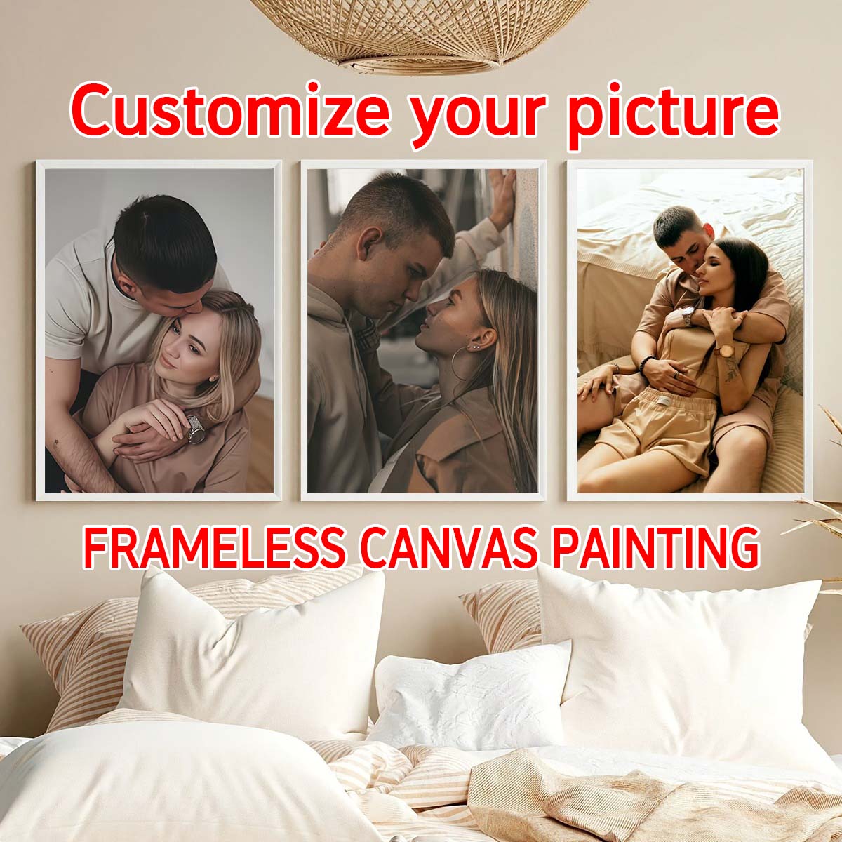 Engraved Wood Frame - Триптих - 2D-картина по фото в